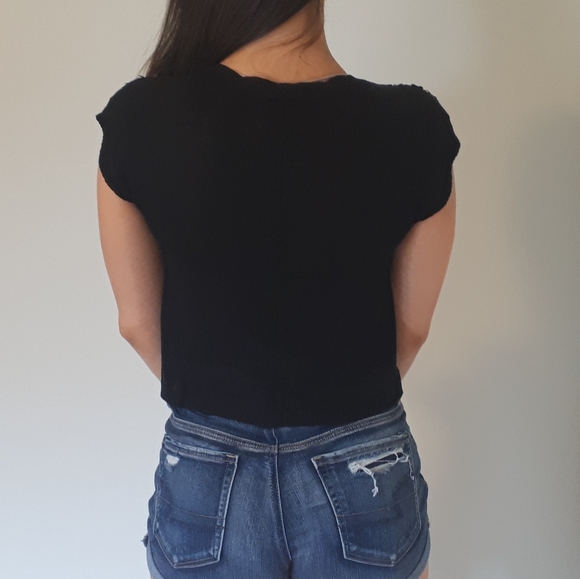 EUC Cropped Sheer Sweater with Paillettes - Picture 2 of 6